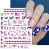 8 Sheets 4th of July Nail Art Stickers Decals Red White Blue Designs American Independence Day Patriotic Nail Stickers 3D Self-Adhesive USA Flag Map Eagle Statue of Liberty Nail Decals for Women