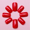 Red Press on Nails Short Square Medium Fake Nails Classic Red Glossy Handmade Gel False Nails Solid Color Thick Acrylic Nails Stick On Nails Reusable Salon Oval Glue On Nails for Women Manicure 24Pcs