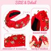 Kovewon 2 Pcs Christmas knotted Headbands for Women Girls Red Green Pearl Rhinestone Headband with Xmas Tree Santa Accessories Winter Christmas Holiday Gifts for Women