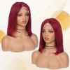 FAVE 12 Inch Burgundy Bob Wig Human Hair 13x4 Frontal Lace Wig 180% Density Bob Glueless Wigs Human Hair Pre Plucked with Baby Hair Natural Black Short Human Hair Wigs for Black Women