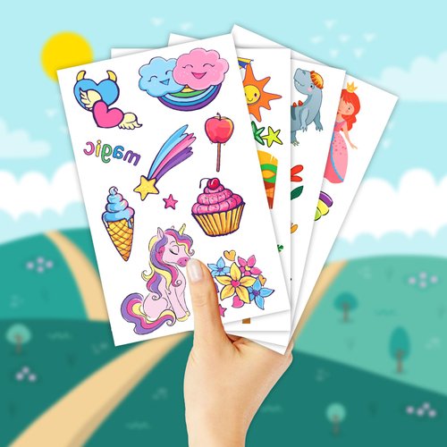 EMOME Kids Temporary Tattoos Set, 56 Sheets Kids Tattoos Designs for Boys and Girls Birthday Party Decorations Games, Kids Party Favors Fake Tattoos Bulk (Colorful)