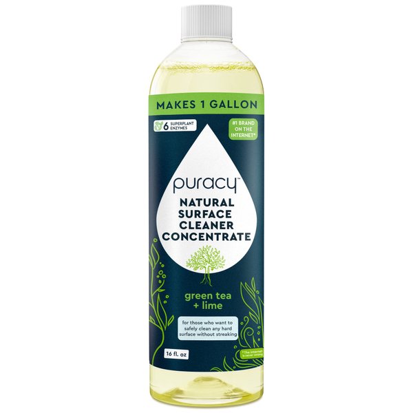 Puracy 99.9% Natural All Purpose Cleaner Concentrate - Makes 128oz Multi Purpose Cleaner - Green Tea & Lime - Surface Cleaner, Floor Cleaner, Kitchen, Cleaner, Bathroom Cleaner - Cleaning supplies