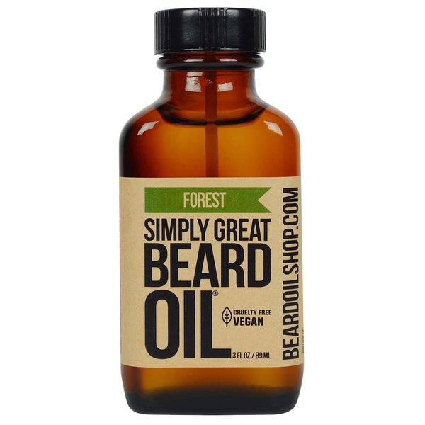 Simply Great Beard Oil - FOREST Scented Beard Oil - Beard Conditioner 3 Oz Easy Applicator - Natural - Vegan and Cruelty Free Care for Beards - Gifts for Men with Beards