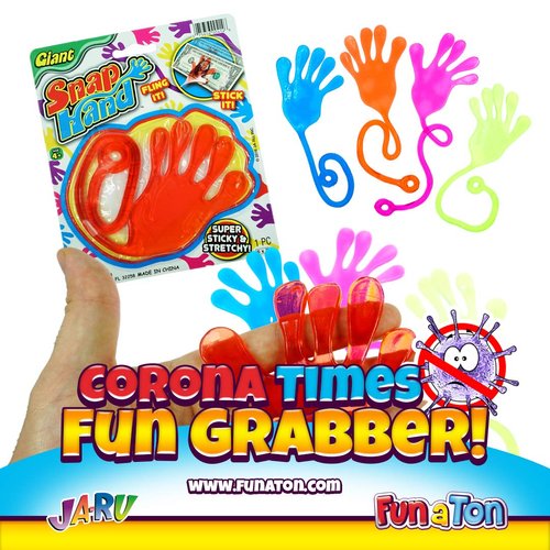 JA-RU Super Stretchy Sticky Hand Fidget Toy (1 Pack, 2 Sticky Hands) Sticky Slap Hand for Kids & Adults. Bulk Party Favors Goodie Bag Birthday Gifts Easter Basket Stuffers Classroom Prizes. 315-1