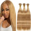 Color 27 Straight Bundles Human Hair 27 Blonde Bundles Brazilian Virgin Remy Mixed With 3 Hair Bundles Honey Blonde Straight Bundles Hair Extensions Piano Color 26 28 30 inch