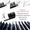 Lash Extension Supplies, 3 Trays 12 Rows Easy Fan Volume Eyelash Extensions, Self Fanning Blooming Faux Mink Individual Lashes, 0.07-D, 9mm-17mm Mix Tray