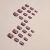 Press on Nails Short Square Starry Sky Purple False Nails with Design 24Pcs Artificial Acrylic Nails Full Cover Reusable Aurora Coffin Fake Nails Medium Glue on Nails for Women Fall Winter Manicure