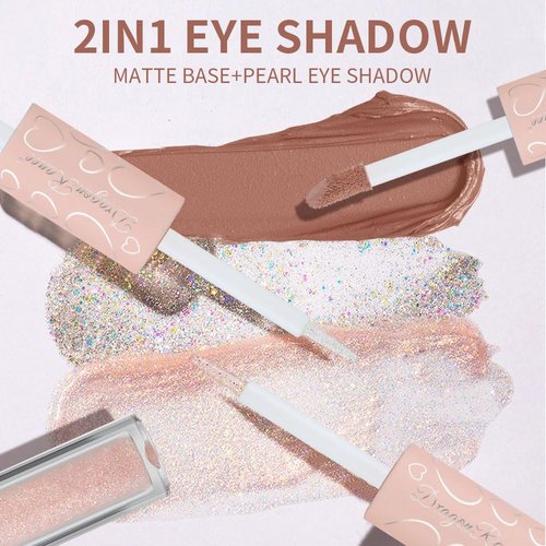 Easilydays Matte Liquid Glitter Eyeshadow, 2 In 1 Double Headed Shimmer Eyeliner + Eye Shadow, Long Lasting, Quick Drying, Brightening Sparkle Finish, Glitter for All-Day Eye Makeup Wear (02)