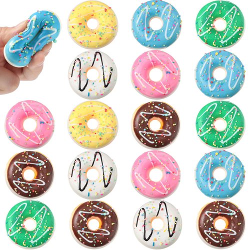 20 Pack Rainbow Donut Stress Balls 2Inch Stress Relief Donuts Foam Donut Party Favors Fun Stress ...