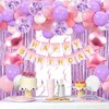 Happy Birthday Decorations for Women Girls - 50 PCS Purple Pink Birthday Decorations include Happy Birthday Banner Balloons Fringe Curtain Hanging Swirls for Birthday Party Supplies