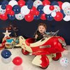 68Pcs Fighter Jet Birthday Decorations for Boys Red Blue Balloons Garland Arch Kit with Aircraft Birthday Party Backdrop Fighter Jet Airplane Theme Party Supplies