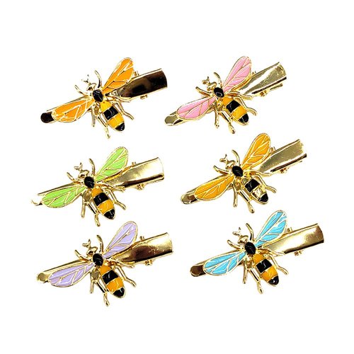 6 Pcs Metal Bee Hair Side Clips Bumble Bee Hair Pins Decorative Bee Bobby Pins Honey Bee Barrettes Alligator Hair Clips Fancy Hair Accessories for Women