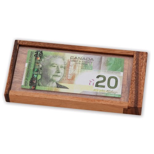 Bits and Pieces – Magic Money Puzzle Box for Adults – Wooden Brain Teaser ATM Puzzle Box - Hidden Compartment Case for Money Gifts – 8” x 3-5/8" x 1"