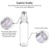 PrettyCare Essential Oil Roller Bottles 10ml (24 Pack Clear Glass Bottle with Gold Cap, 4 Extra Roller Balls，48 Labels, 2 Openers, 2 Funnels Roller Balls For Essential Oils, Roll on Bottles