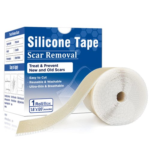 Carbou Medical Silicone Scar Sheets (1.6"x 120"Roll),Soft Silicone Scar Tape,Easy-Tear Silicone Tape for Scars Treatment,Professional Painless Scar Removal Sheets for Surgery, C-Section, Acne, Keloid