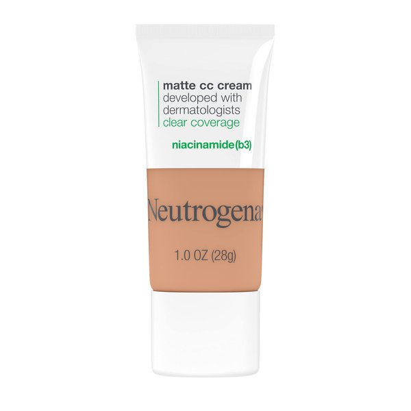 Neutrogena Clear Coverage Flawless Matte CC Cream, Full-Coverage Color Correcting Cream Face Makeup with Niacinamide (b3), Hypoallergenic, Oil Free & -Fragrance Free, Warm Linen, 1 oz