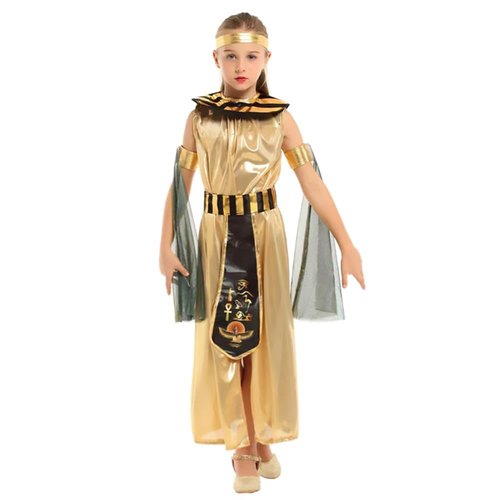 Dressy Daisy Egyptian Goddess Queen Cleopatra Princess Dress Up Costume with Accessories for Girls Size 10-12, Gold