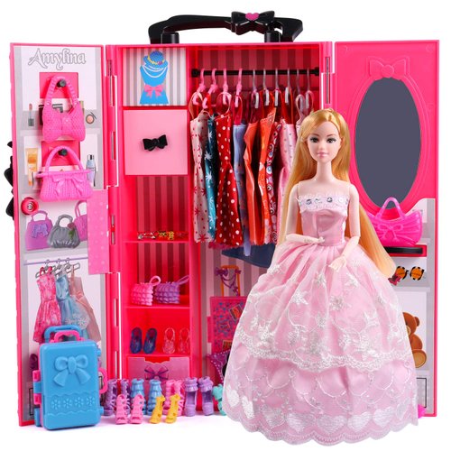 UCanaan Girl Doll and Closet Set with Doll Clothes and Accessories Items Including Fashion Dolls, Dressand Many Other Accessories (Refer Picture Shows)，Best Gitfs for Girls Christmas Birthday