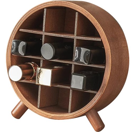 WAYUTO Lipstick Organizer for Vanity Tilted Lipstick Stand with 12 Slots Wooden Lipstick Holder Organizer Footed Lipstick Display Case for Home