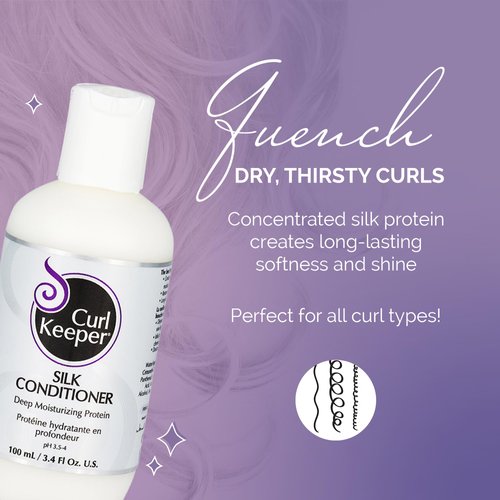 Curl Keeper Silk Conditioner for Curly Hair, 3.38 Fl Oz - Deep Moisturizing & Cleansing Daily Hair Conditioner with Silk Amino Acids for All Curl Types - Water Based Conditioner for Men & Women