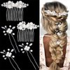 5PCS Silver Vintage Pearls Jewelry Headpieces Wedding Crystal Hair Comb Rhinestone Hair Clips Hair Accessories for Women Girls and Bridesmaids