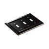 Monarch Abode 19153 Triple Switch Architectural Toggle Aluminum Decorative Wall Plate Switch Plate Outlet Cover, 3-Gang, Matte Black