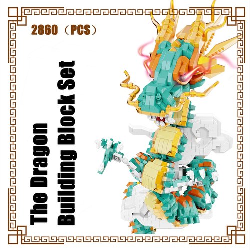 BDYDT Dragon Series Auspicious Lucky Dragon Micro Building Blocks Set （2860PCS）-Building Set Model Toys Gifts for Kid and Adult