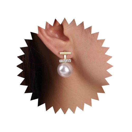 Sttiafay Vintage Crystal Pearl Drop Earrings Pearl Bar Stud Earrings Gold Rhinestone Bar Earrings Cz Bridal Pearl Earrings Jewelry for Women