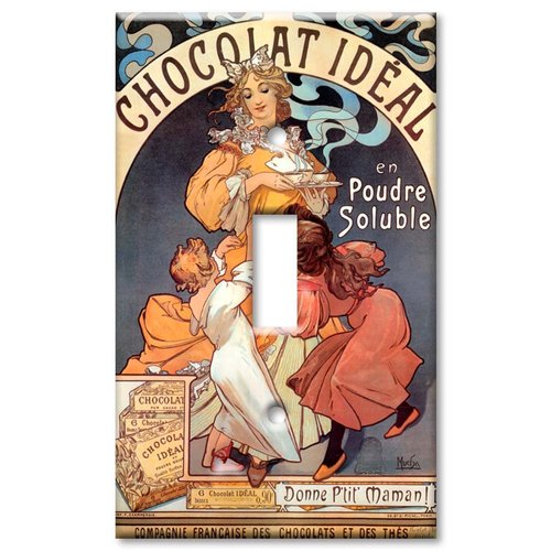 Art Plates - Single Gang Toggle OVERSIZE Switch Plate - OVER SIZE Decorative Metal Wall Plate - Chocolat Ideal - (Made in USA)