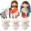 HyDren 6 Pcs Christian Religious Plush Doll Set 11 Inch Saint Joseph Virgin Mary with Baby Jesus and Donkey Lambs, Bible Stuffed Plush Jesus Doll God Plushies Gifts for Religious Christening Christmas