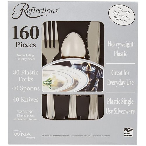 Reflections Silver Plastic Cutlery - 160 Piece
