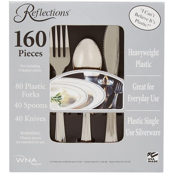 Reflections Silver Plastic Cutlery - 160 Piece
