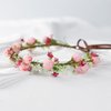 KorViSHOW Handmade Flower Crown Flower Hair Wreath Women Headband Green Leaf Headpiece Weeding Hair Accessories for Bridal Girls Halo Headdress(Pink Style)