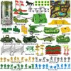 TikOnsYol 100 Pcs Army Men Toys for Boys with Map in Bucket World War II WW2 Green Gray Plastic Army Men Military Guy Toy Soldier Action Figures Battlefield Playset and Accessories
