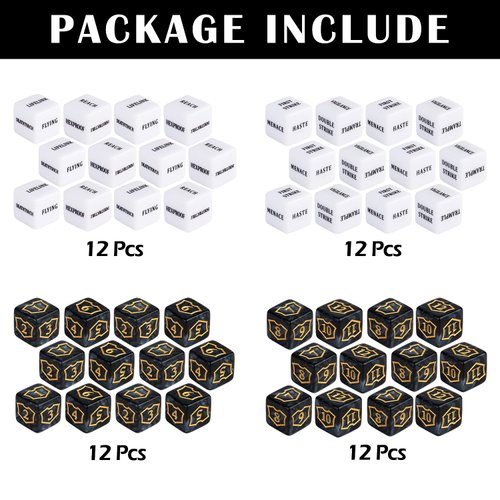 48 Pieces Shield MTG Dice Counters Ability Keywords Counter Dice Life Tokens D6 Creature Dice Set for Magic The Gathering, MTG, TCG, Card Games Accessories