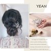 Yean Crystal Bride Wedding Hair Pins Sliver Leaf Bridal Hair Piece Rhinestone Hair Accessories for Women and Girls(Pack of 2)