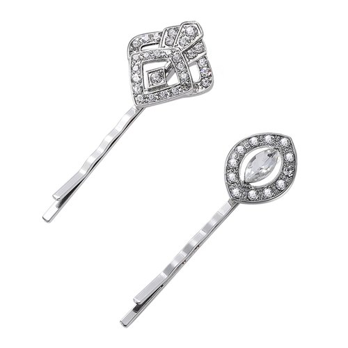 BABEYOND Vintage Hair Pins Clips for Women 1920s Crystal Rhinestone Feather Hair Pins Great Gatsby Hair Piece (A-Silver)