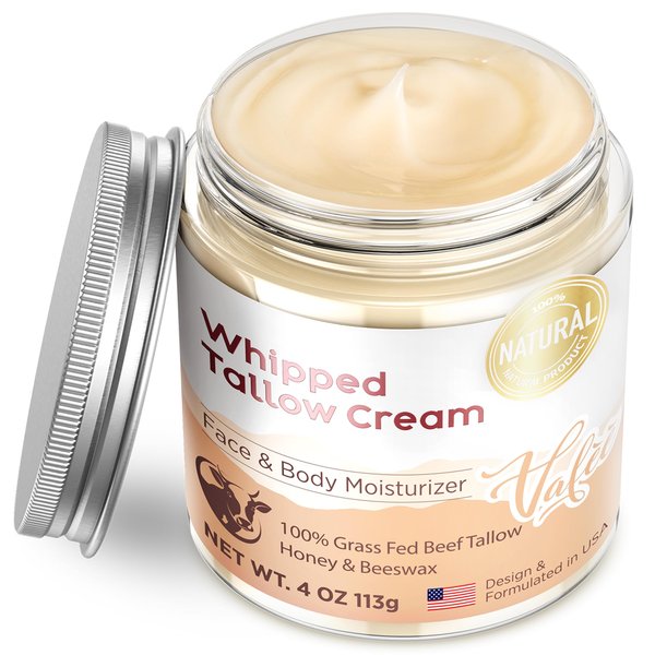 MEEYEE Beef Tallow Moisturizer for Skin: Grass fed tallow and honey balm for Smooth Nourishing face body (4 Ounce, Unscented)