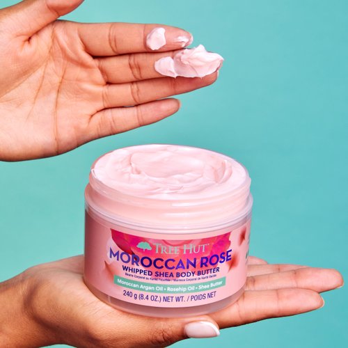 Tree Hut Moroccan Rose Whipped Shea Body Butter, 8.4oz, Lightweight, Long-lasting, Hydrating Moisturizer with Natural Shea Butter for Nourishing Essential Body Care