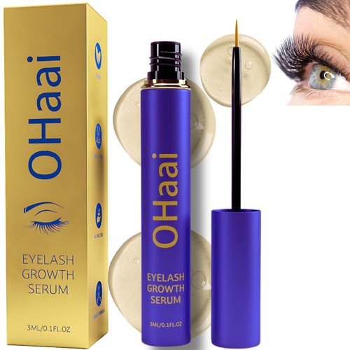 OHaai Premium Eyelash Growth Serum, Organic Lash Serum, Lash Serum for Eyelash Growth, Eye Lash Serum Growth for Longer, Thicker and Darker Lashes, Lash Enhancing Serum,0.1 Fl. Oz. (3ml)