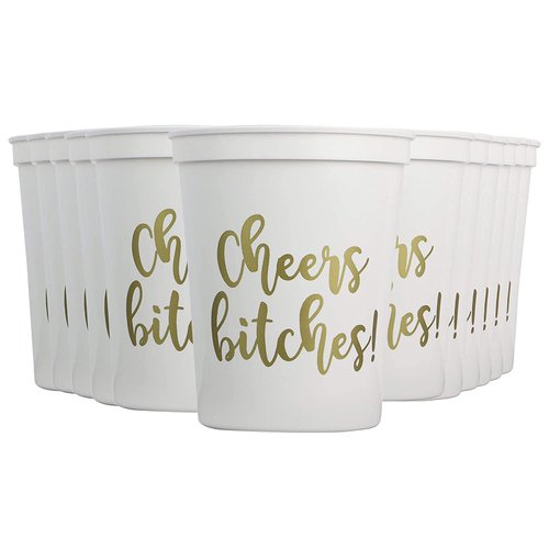 Cheers Bitches! Bachelorette Cups Set of 12 - Girls Night Decorations for Adults, Girls Weekend Cups, Bitch Cup, Bachelorette Party Cups, Bridal Party Cups, Birthday Squad Cups, Bridal Shower Cups