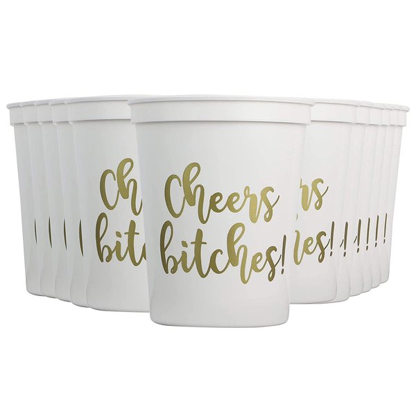Cheers Bitches! Bachelorette Cups Set of 12 - Girls Night Decorations for Adults, Girls Weekend Cups, Bitch Cup, Bachelorette Party Cups, Bridal Party Cups, Birthday Squad Cups, Bridal Shower Cups