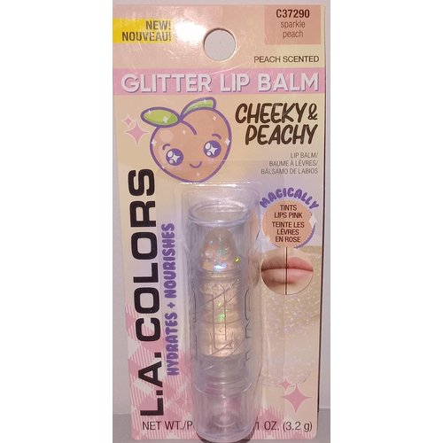 Generic Cheeky & Peachy Peach Scented Glittery Lip Balm 0.11 oz Magically Tints lips Pink