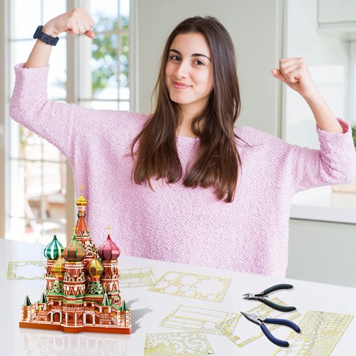Piececool 3D Metal Puzzle Model Kits Saint Basil’s Cathedral Metal Building Kit for Adults, Brain Teaser DIY Metal Model Kits for Teens Man Woman Family-711 Pcs