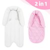 Pro Goleem Car Seat Head Support Infant, Soft Infant Car Seat Insert, 2 in 1 Carseat Head Support for Newborn, Perfect for Car Seat, Stroller, Swing, Bouncer, Pink and White