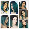 SHKJCHP 16 Pcs Straight One Color Party Highlights Clip on in Hair Extensions Colored Hair Streak Synthetic Hairpieces (Dark teal)
