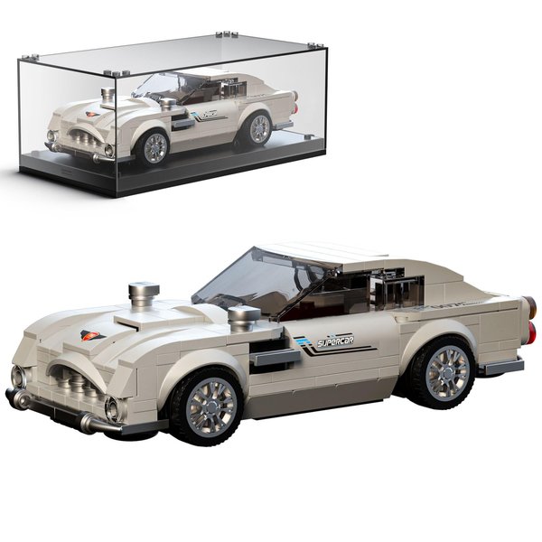 Mould King Speed Champion DB5 007 Classic Car Building Sets with Display Case, 27050 Model Car Kits Building Blocks, Cool Simulation Cockpit Race Car Building Kits for Adults Kids 8+(348PCS)