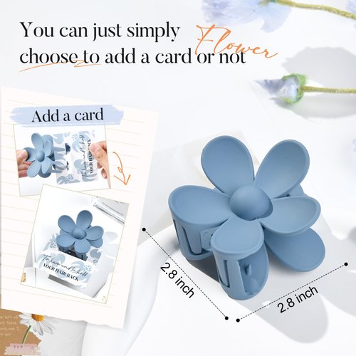 DEEKA Hair Clip, 8 Pack Flower Bridesmaid Hair Claw Clips with Floral Card, Bridal Party Gift for Bridesmaids Bachelorette Party Favors, Dusty Blue