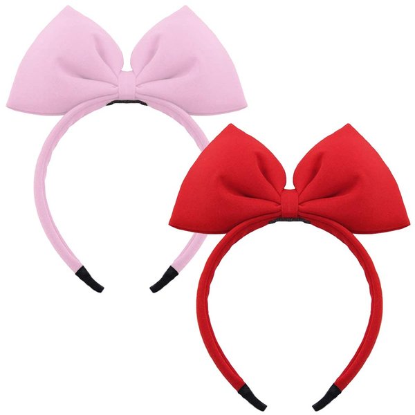 Bow Headband Bowknot Hair Bands Big Bow Halloween Hair Hoop Women Bow Hairband Party Decoration Headdress Cosplay Costume Headwear Handmade Headpiece Christmas Birthday Hair Accessories 2 Pack