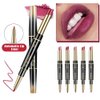 Petansy 5Pcs Double Head Matte Lipstick Set Lip Liner & Lipstick Set Long Lasting Waterproof Moisturizing Lipstick Set(D)